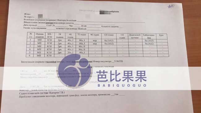 乌克兰彼奥试管验孕报告