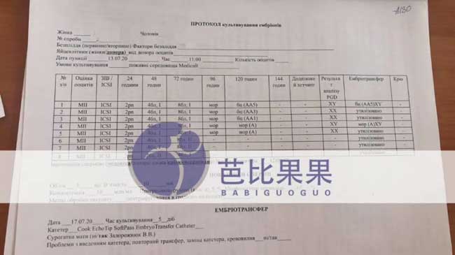 乌克兰彼奥试管验孕报告